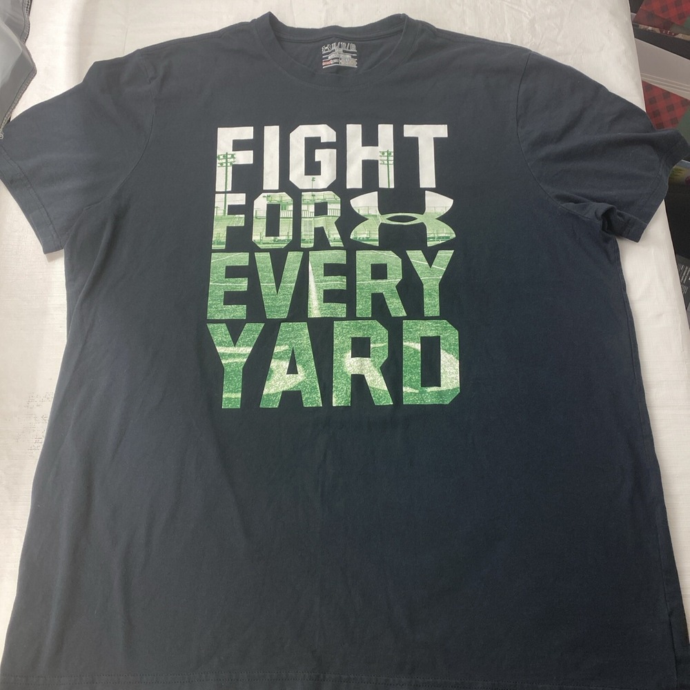 Under Armour Fight For Every Yard Black‎ T Shirt 2XL Short Sleeve NCAA NFL Rugby